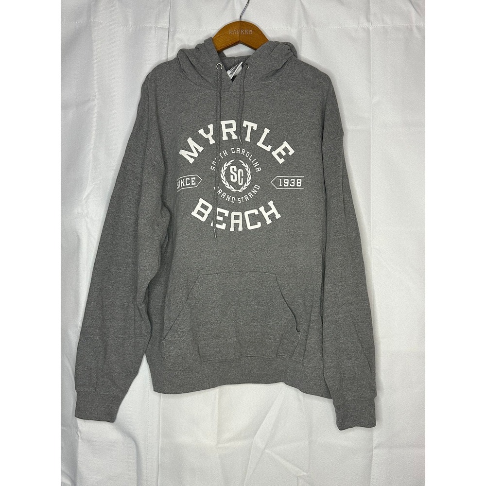 Pacific & Co Myrtle Beach SC Graphic Hoodie Gray L Coastal College Y2K Preppy